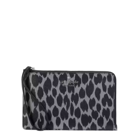 NWT authentic Kate Spade Staci Spotted Animal  Medium L-zip Wristlet - Picture 1 of 7